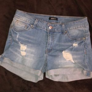 High waisted jean shorts